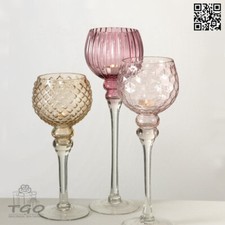 Boltze Windlicht Manou 3er- Set Rosa Glas lackiert Höhe 30-35-40cm-7057600