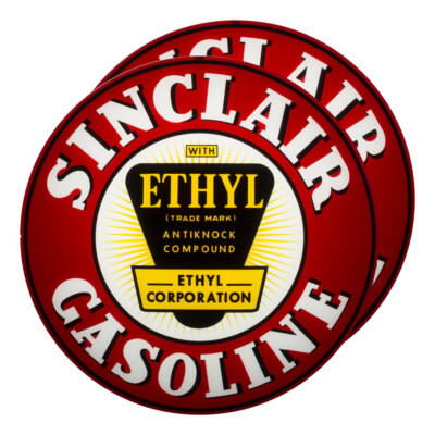 Pair of Sinclair Ethyl 13.5'' Gas Pump Lenses (G180)