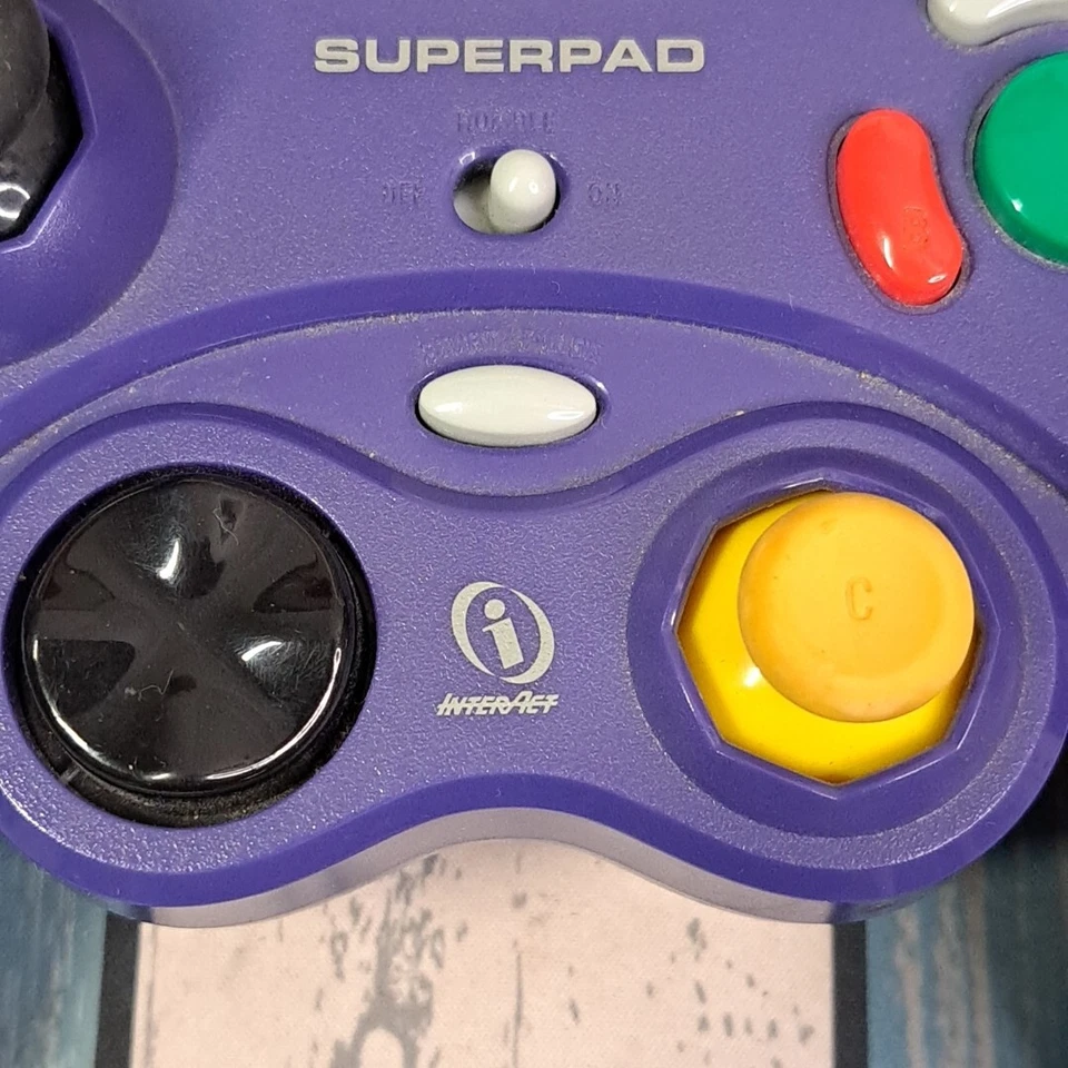 Nintendo Gamecube RUMBLE Controller from Interact Superpad Wired (Indigo) Tested - Image 4 of 4