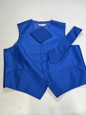 Mens Vesuvio Napoli Blue Vest With Matching Tie Handkerchief Size L Large NWOT