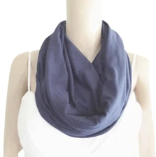 Steel Blue Infinity Scarf. Circle Scarf. Soft Cotton Spandex Loop Scarf. 
