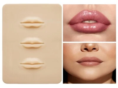 ENGINESS 3-lips Silicon Sheet for Learning 3D Tattoo Fake Practice Soft Lips for Lipstick