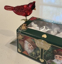 Old World Christmas Shiny Red Northern Cardinal Clip-On Ornament 18137 NWT W BOX