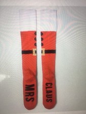 Women's Knee-High Socks Holiday Christmas MRS. Santa Claus Red White One Size