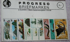 Lot Biefmarke "RUANDA" 3 Motive Gedenkausgabe 1970-80 in Folie Postfrisch (3159)
