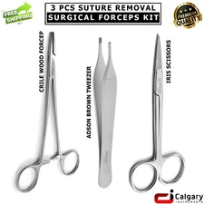 Suture Removal Kit: 3Pcs Surgical Needle Holder, Iris Scissor, Tissue Forceps