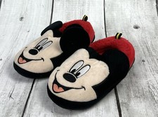 Disney Junior MICKEY MOUSE Toddler Slip-On Slippers 9-10 Red/Black 0107