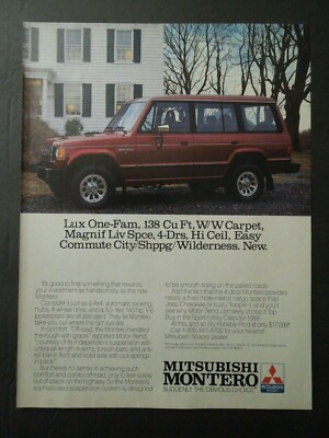 1989 MITSUBISHI MONTERO Magazine Ad - Suddenly, The Obvious Choice