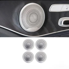 For Mercedes-Benz GLC 2016-2022 Silver Steel Inner Door Speaker Frame Cover Trim