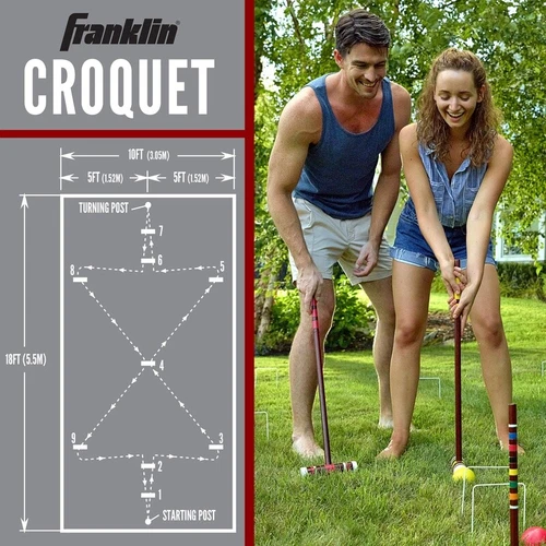 Croquet Set 6 Player Wooden Mallets Balls Wickets Stakes Outdoor Family Game US - Picture 6 of 10