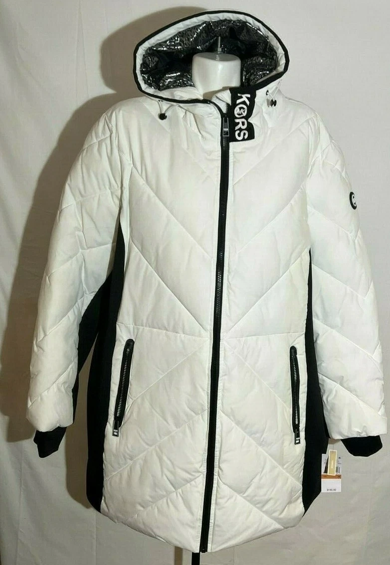 Michael Kors Women Jacket 3X White Black Hooded Plus Size New NWT Active |  eBay