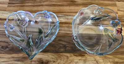Two Mikasa Glass Tivoli Tulip Candy Dish And Bowl