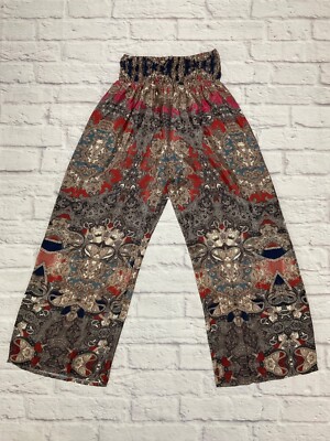 Love Kyla Seo Karyn Caite Pants Women's Small Silk Poly Print High Waist NWT