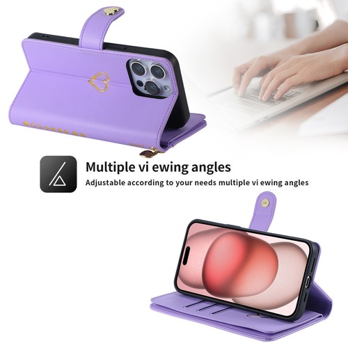 For iPhone 16 15 Pro Max 14 13 12 11 WOMEN Leather Card Wallet Flip Case + Strap - Picture 45 of 78