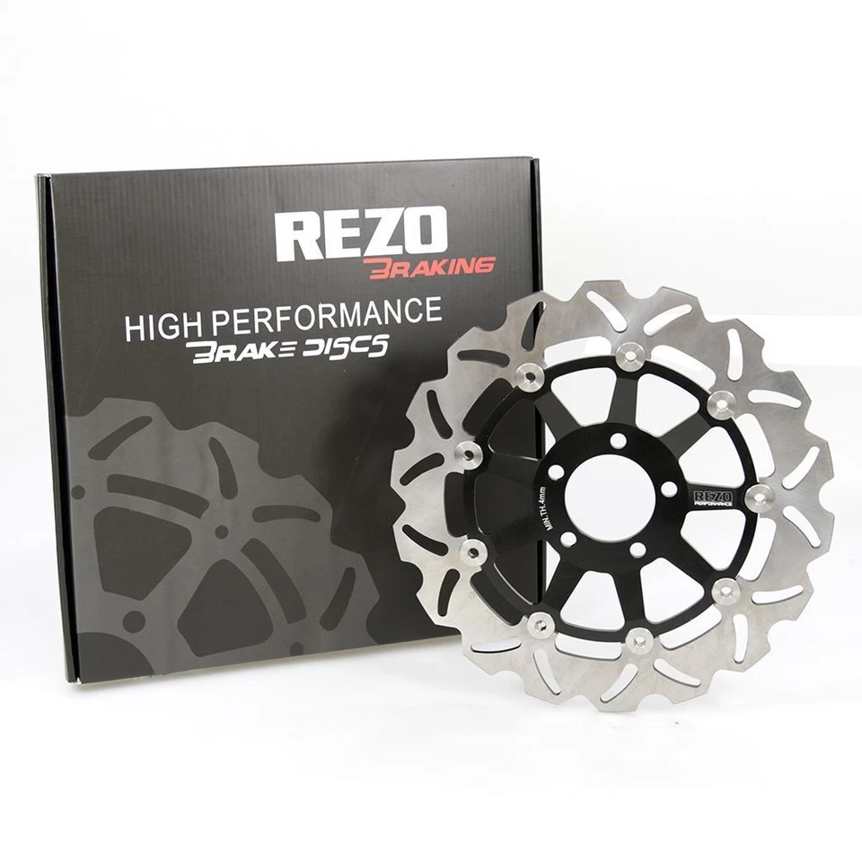 Par de discos de rotor de freio dianteiro ondulado Rezo para Kawasaki ZX-6R Ninja 13-18 - Imagem 2 de 4