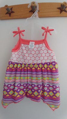 SWIGGLES Baby Girl 2 Piece Baby Doll Sharkbite Hem Shorts Tribal Coral 12 M NEW
