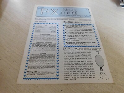 Special F/X Magazine News Journal Magic Magician Special Effects Techniques #14