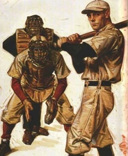 Baseball Batter, Catcher and Umpire : J C Leyendecker : Archival Quality Print