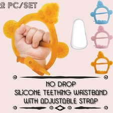 Silicone No Anti Drop Baby Teething Chew Toy Wristband Adjustable Strap with Box