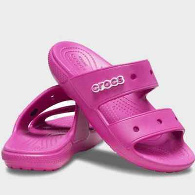 NEW MENS CROCS SLIDES SZ 14 PINK classic sandals with Charms  display picture 1