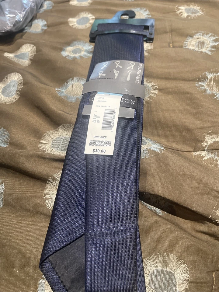 NUEVO CON ETIQUETAS Covington - Corbata de cuello 100 % seda azul micro diamante para hombre 3,6" W x 58" L NUEVA $30 Foto 3 de 4