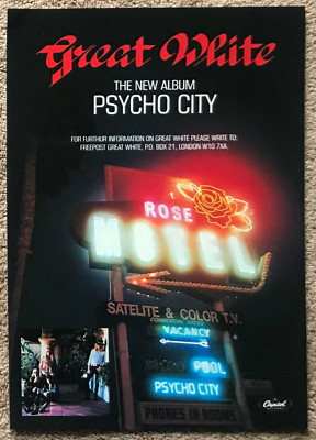 GREAT WHITE - PSYCHO CITY 1992 Full page UK magazine ad