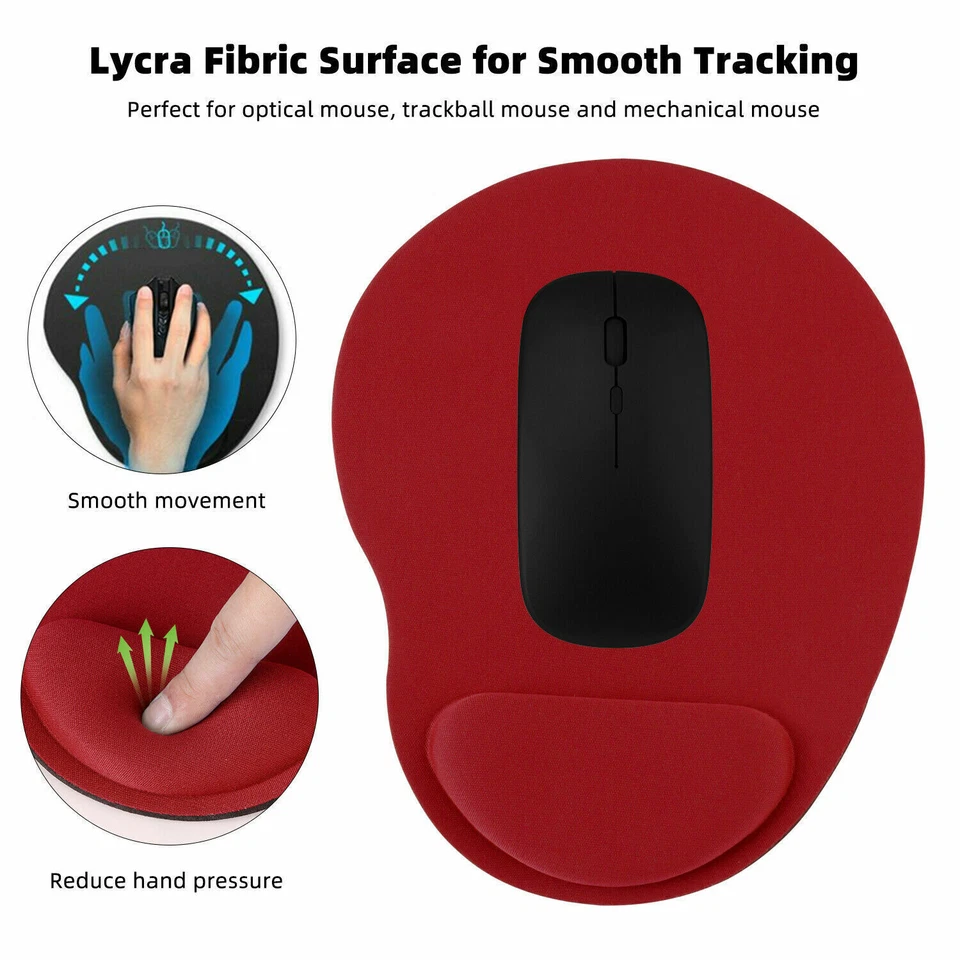 ANTI-SLIP MOUSE PAD MAT WITH FOAM WRIST SUPPORT PC & LAPTOP UK SELLER - Image 3 of 4