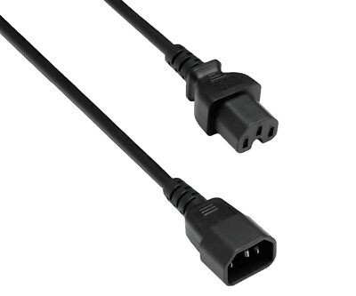 DINIC Stromkabel, Warmgeräte-Verlängerung C14 auf C15, 2m, schwarz