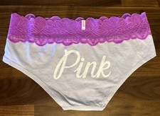 Low-Rise Hiphugger Victoria's Secret Lace Waist Sz Small Purple Pink Panties