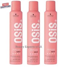 3 PACK Schwarzkopf Osis+ Grip Extra Strong Mousse, 6.76oz / 200ml