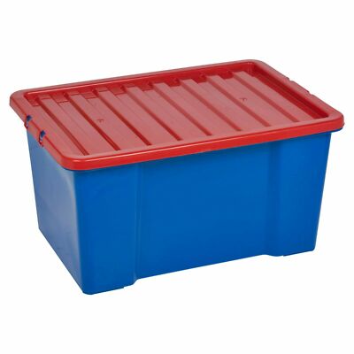 Hochwertige Kunststoff Aufbewahrungsboxen blaue Box mit Deckel Home Office stapelbar groß 50L