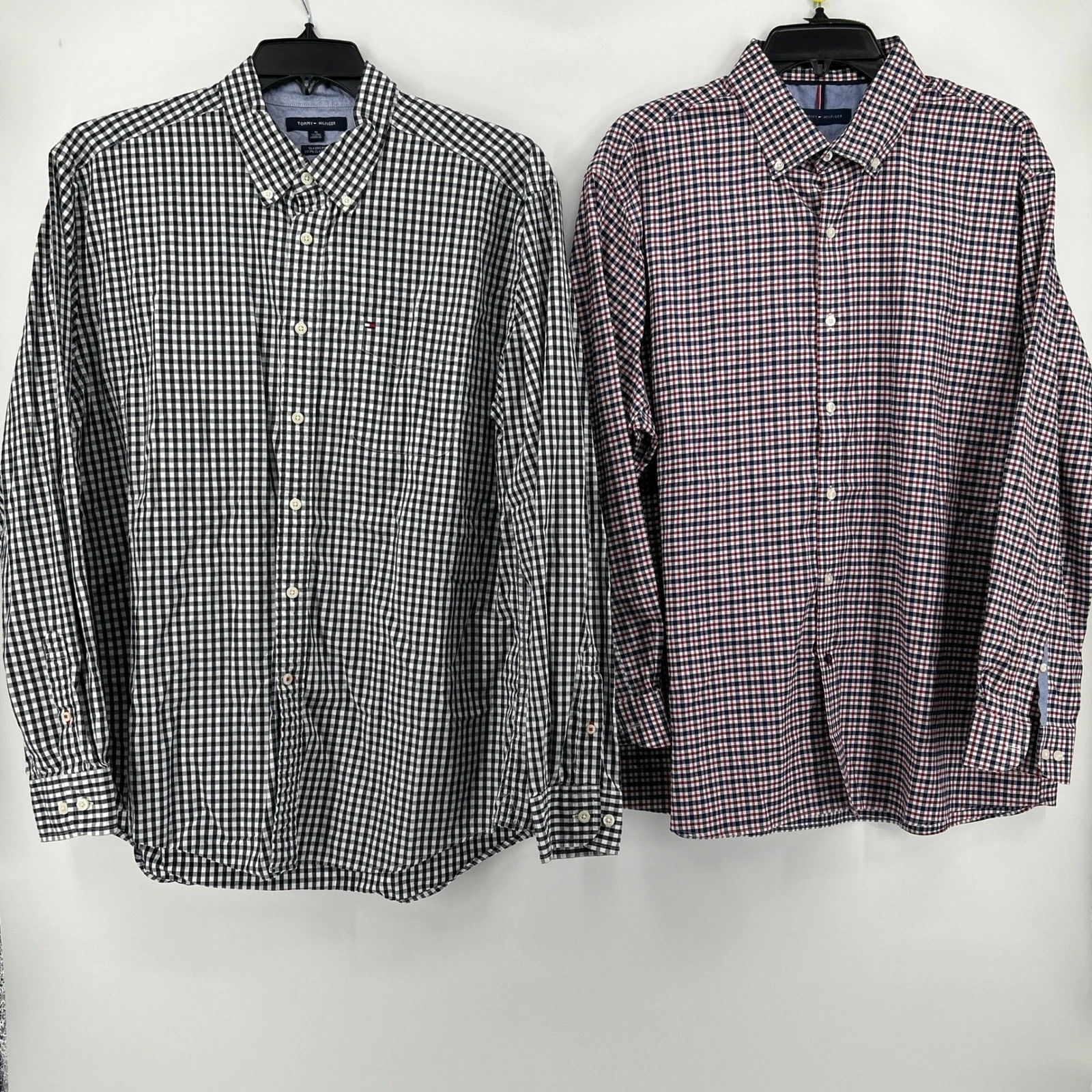 BUNDLE Tommy Hilfiger Mens Button Down Shirts XL Gingham Check Cotton Preppy