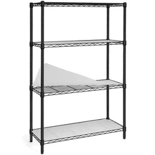 Black 4-Tier Adjustable Height Welded Steel Garage Storage Shelving Unit with Li