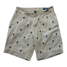 Polo Ralph Lauren Shorts Chino Classic Fit 8" All Over Embroidery Pony Sz 29