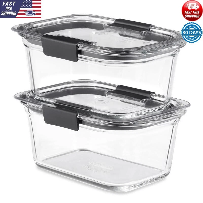 Airtight Glass Food Storage Containers 2-Pack BPA Free Microwave Oven Safe New