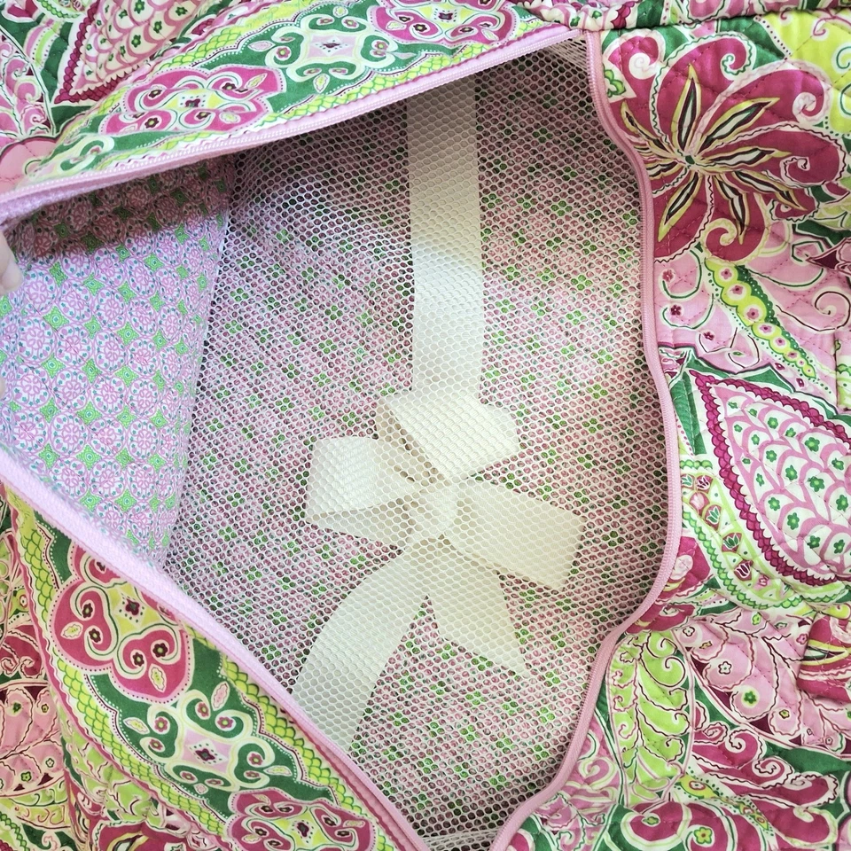 Vera Bradley Rosa Verde Floral Acolchado Colgante Bolso de Ropa Boho Preppy Cottage Foto 3 de 4