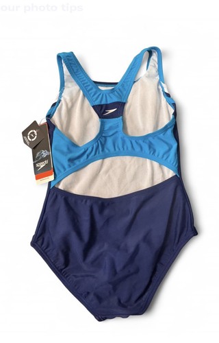 Speedo Girls Swimsuit 1 Piece Infinity Splice Thick Strap Deep Water Size 10 NWT - Picture 2 of 2