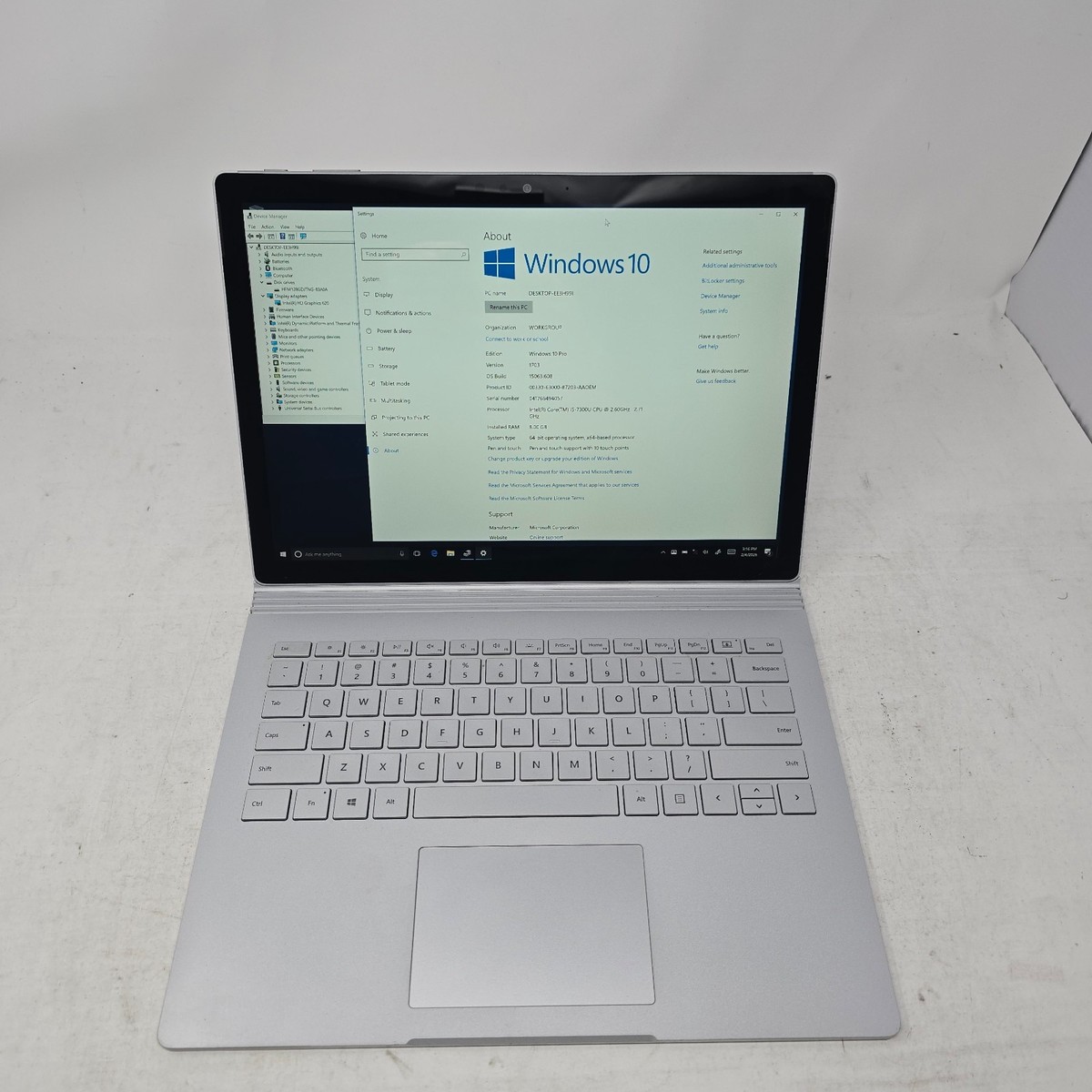Microsoft Surface Book 2 i5-7300U 8GB RAM 128GB Win 10 Pro NO AC 
