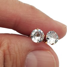 18K Rose Gold Filled Nickel-Free 6mm Shiny Cubic Zirconia CZ Stud Post Earrings