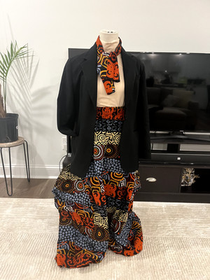 African Print palazzo pants with Matching Head Wrap   100% Cotton   Bold