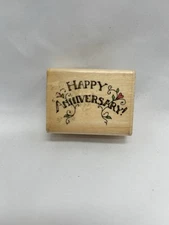 HAPPY ANNIVERSARY Holly Pond Hill Uptown Designs Rubber Stamp D13188