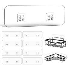 9-Pack Shower Caddy Adhesive Replacement, Transparent Adhesive Hooks Stickers...