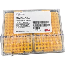 USA Scientific TipOne 1-200uL Yellow Pipet Tips 5 Stacked Racks 1111-0206