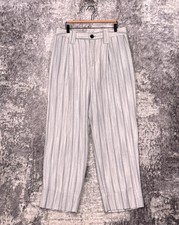GANNI Pants 42 / US 10 Womens Gray Stripe Woven Tailored Relaxed Trouser