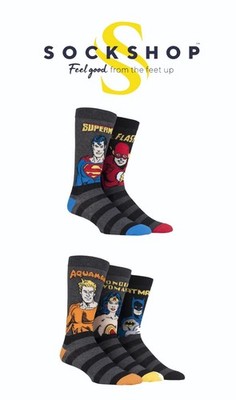 Superhelden Justice League Socken Herren Aquaman Flash Batman Wonder Woman SOCKSHOP