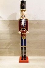 Soldatino Schiaccianoci Natalizio 106cm In Legno Decorazioni Natalizie Bordeaux