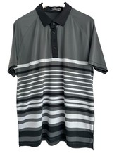 G/FORE Polo Shirt Men's XL Gray Stripe Contrast Collar Golf Performance