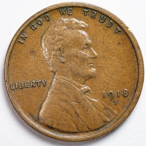 1918-S Lincoln Wheat Penny Cent Extremely Fine (XF) - San Francisco Mint
