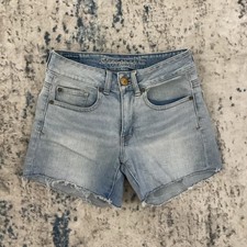American Eagle Super Stretch Womens Size 0 24" Denim Blue Jean Shorts EUC 6568