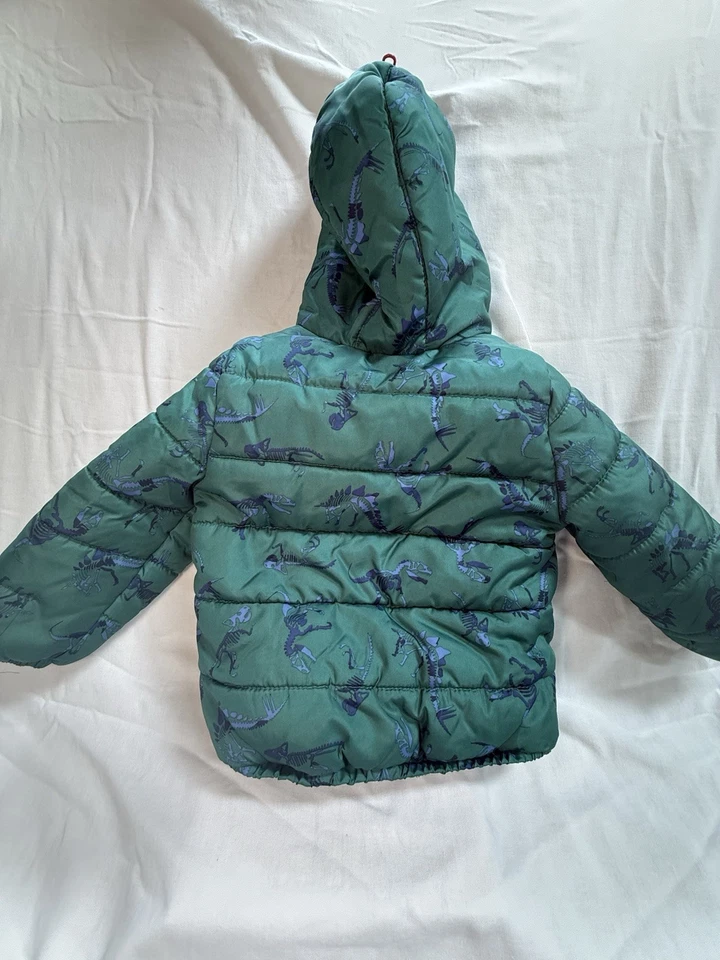 Osh Kosh B'Gosh 4T динозавр зимнее пальто флис с подкладкой зеленый/синий - Изображение 2 из 3